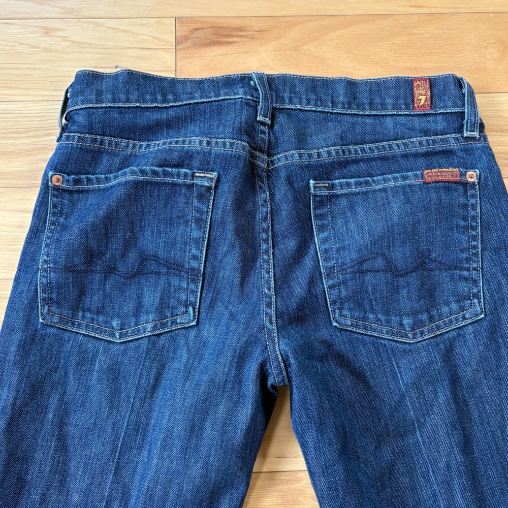 7 For All Mankind Flare Jeans Womens Sz 28 Reg VTG Dark Wash Low Rise Denim Y2K - Picture 3 of 10